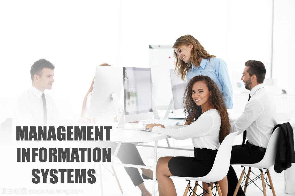 管理信息系統的概念。商務會議辦公室里的人